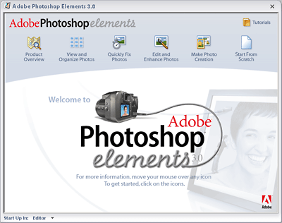 Adobe Photoshop Welcome dialog